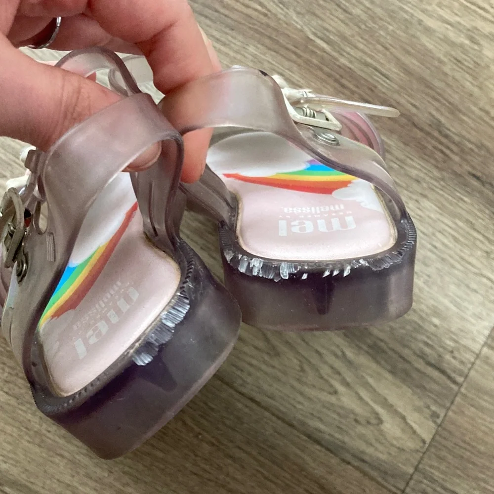 Mini Melissa Unicorn Jelly Sandals - Clear and Rainbow Sz 1